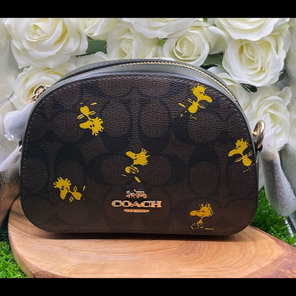 Coach X Peanuts Mini Serena Crossbody Signature Canvas & Wallet Woodstock Print
